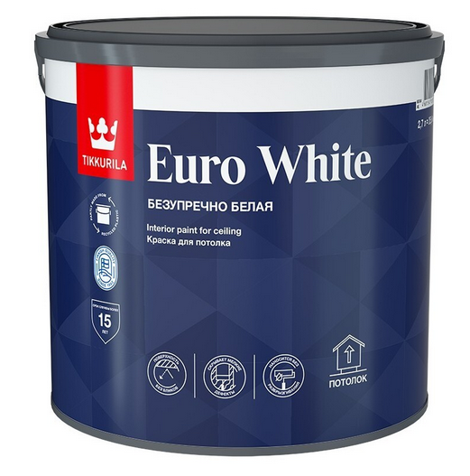 Краска для потолка EURO WHITE белая гл/мат 